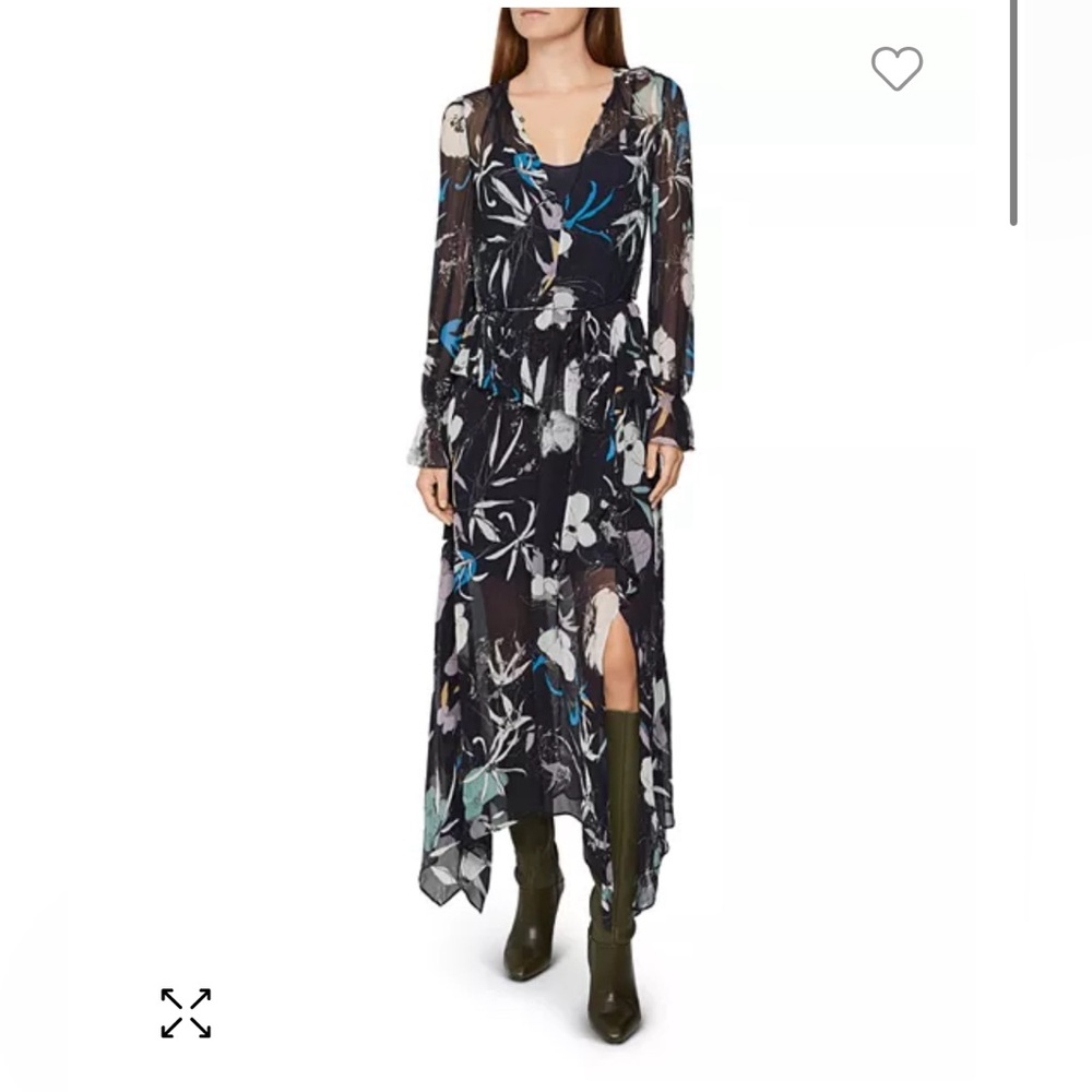 REISS LONDON NAVY FLORAL CARINA MAXI DRESS US, Size 4